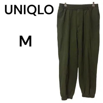 [ UNIQLO ] 코튼 팬츠 M 사이즈 카키 밑단 조임 허리밴딩