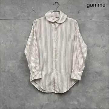 gomme 밴딩 둥근 카라 스트라이프 블라우스 셔츠 N1045