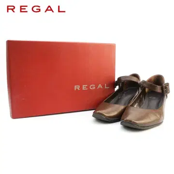 새상품급 REGAL 22.5 로우힐 펌프스 브라운 박스 포함/ED39