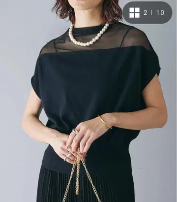 frene 시어 절개 프렌치 슬리브 풀오버 블랙