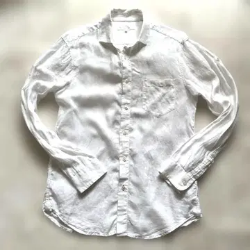 화이트 린넨 셔츠 M 사이즈 포켓 부착