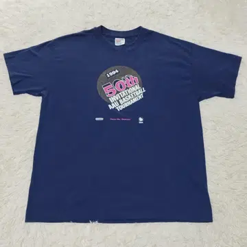 헤인즈 90s 싱글 스티치 XL 네이비 농구 토너먼트 50th