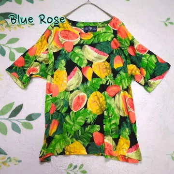 Blue Rose 반팔 티셔츠 트로피컬 과일 패턴 올 패턴