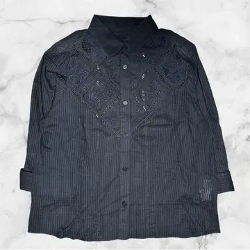 RECENT PIECE 블랙 자수 블라우스 셔츠 L