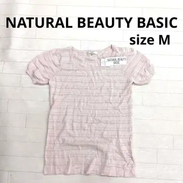 233 NATURAL BEAUTY BASIC 핑크 반팔 상의 M 새상품