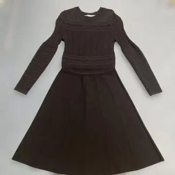ZARA 레이스 짜임 니트 원피스 플레어 블랙