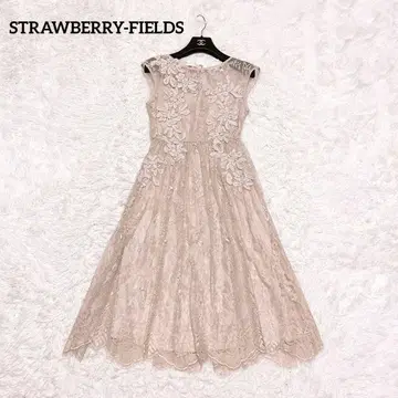 STRAWBERRY-FIELDS 레이스 자수 드레스 원피스 베이지