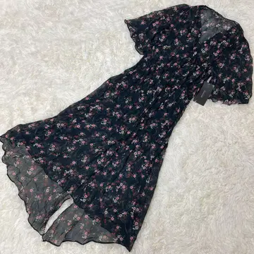 미사용 새상품 ZARA 꽃무늬 시어 롱 원피스 S 네이비