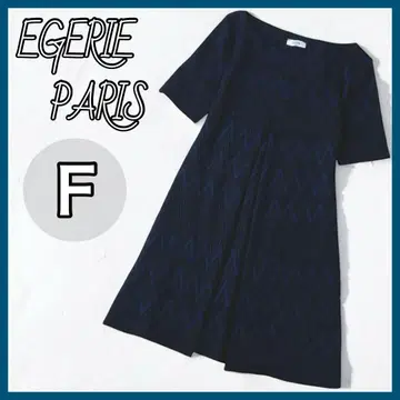EGERIEPARIS 원피스 반팔 프리 사이즈 네이비 무릎 기장 패턴