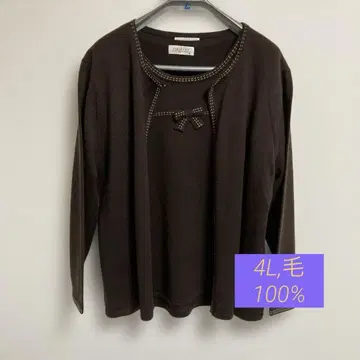 VIRIDIAN 브라운 긴팔 & 반팔 앙상블 4L 사이즈 모 100%