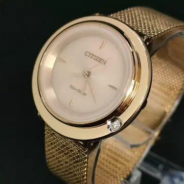 컨디션 최상 CITIZEN 시티즌 앰비뤼나 골드 다이아 시계 솔라
