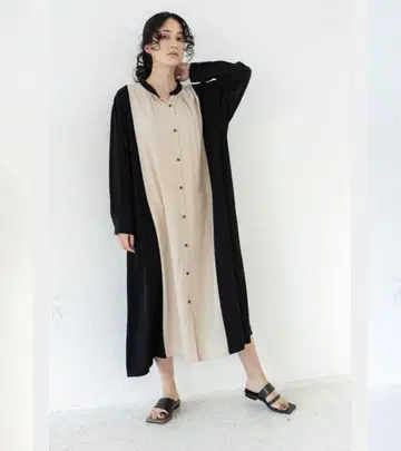osmosis loaf 절개 플레어 셔츠 원피스 롱 원피스