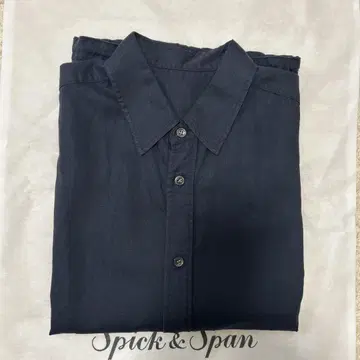 Spick and Span 린넨 블렌드 프렌치 헴 개더 셔츠