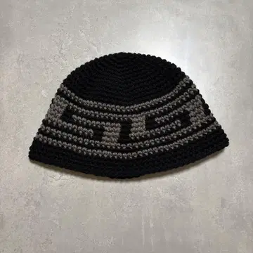 비니 버킷햇 크로셰 모자 남녀 공용 크러셔 모자 블랙 x 그레이
