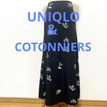 UNIQLO 콩트와 데 코토니에 레이온 프린트 롱 스커트 L