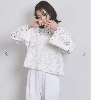UNITED ARROWS 크로셰풍 자수 니트 풀오버