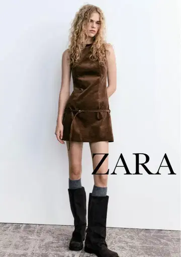 ZARA 벨트 코듀로이 미니 원피스