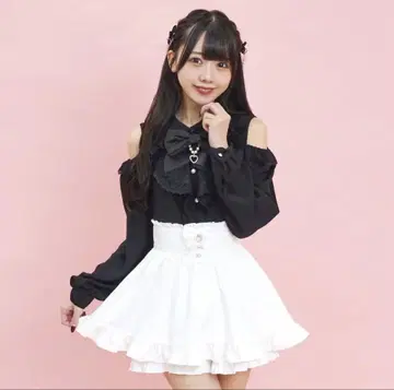 SecretHoney 밑단 더블 프릴 치마바지 화이트