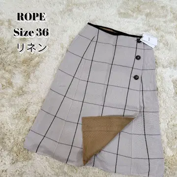 미사용 ROPE 랩스커트 종아리 기장 린넨 혼방 크로스 보더
