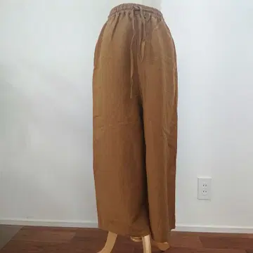 미사용 택 포함 머스타드 색상 린넨 와이드 팬츠 헤븐리