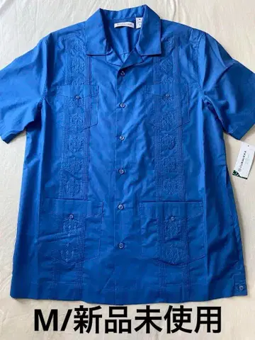 M 미사용 새상품 쿠바 셔츠 CUBABERA 라틴 댄스 블루