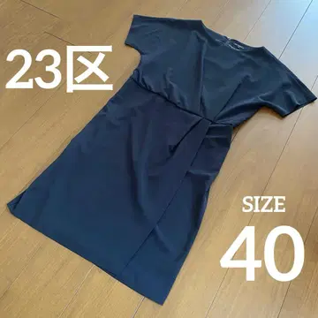 23구 네이비 반팔 원피스 무릎 기장 원피스 40 사이즈 수험 포멀