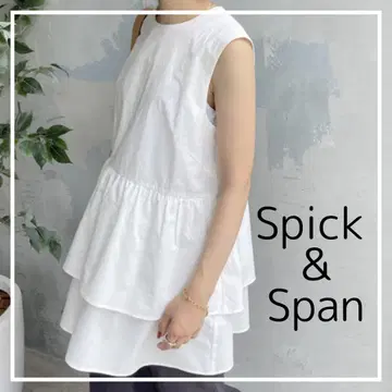 spick & span 화이트 슬리브리스 블라우스 티어드 프릴