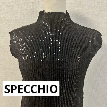 새상품급 SPECCHIO 스페치오 셔틀 플리츠 슬리브리스 BLACK