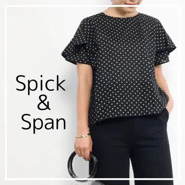 새상품급 spick&span 도트 무늬 반팔 블라우스 블랙