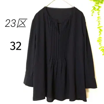 23KU 23구 핀턱 셔츠 블라우스 블랙 XS 엘레강스