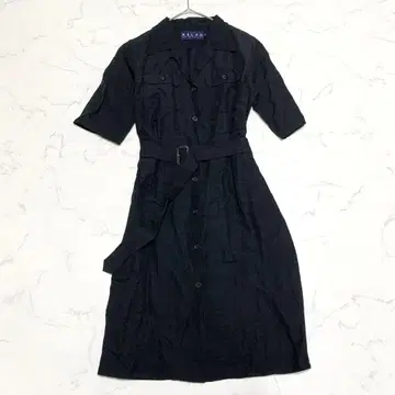 랄프 로렌 Ralph Lauren 셔츠 원피스 린넨 블랙
