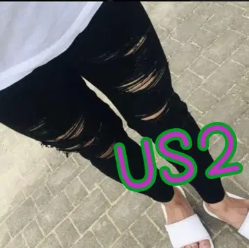 아메리칸 이글 제깅 US 사이즈 2 블랙 데미지