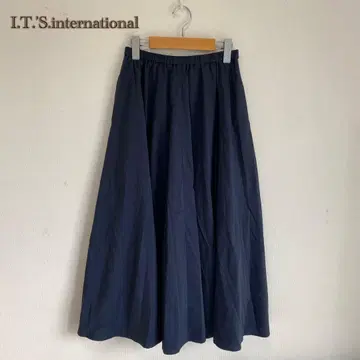 [ I.T.S.international ] 롱 스커트 플레어 개더 네이비