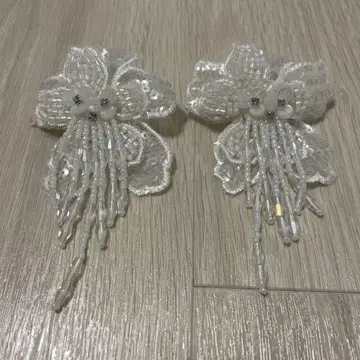 웨딩 귀걸이 꽃 자수 비즈