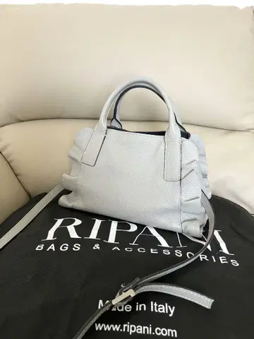 RIPANI 프릴 가죽 2way 숄더백 라이트 그레이 천연 가죽