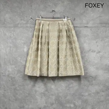 사이즈 40 FOXY 폭시 린넨 혼방 자카드 스커트 N1052