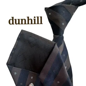 dunhill 던힐 브라운 네이비 스트라이프 넥타이 영국제 실크