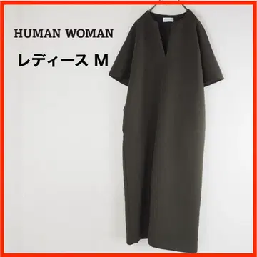 A3579 새상품급 HUMAN WOMAN 반팔 롱 원피스 M 카키