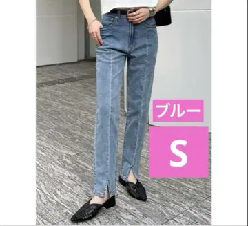 Re:EDIT 리디 센터 슬릿 리사이클 데님 블루 S