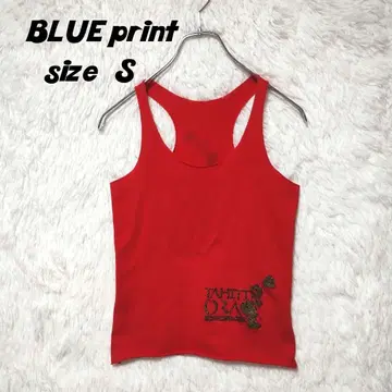 BLUE 프린트 블루 프린트 미국 빈티지 의류 탱크탑 레드 S