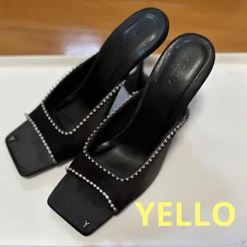 YELLO 뮬 샌들 힐 블랙 검정 M