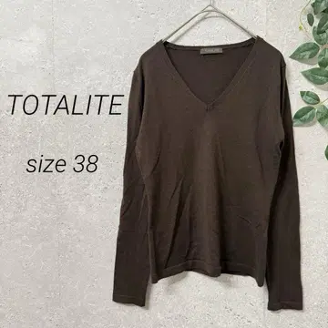 TOTALITE V넥 울 니트 탑 (38) 짙은 갈색