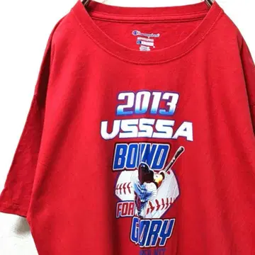 챔피온 USSSA 바운드 포 글로리 티셔츠 레드 빨간색 L 구제 의류