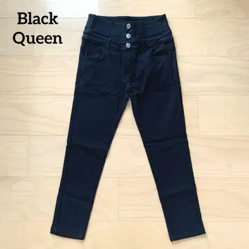 BLACK QUEEN 하이스트레치 스키니 팬츠 로고 자수 블랙 M