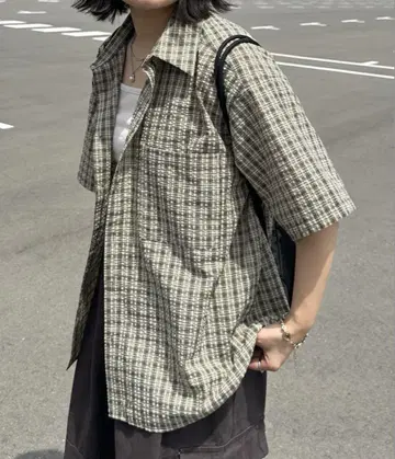 kutir 시어서커 체크 셔츠