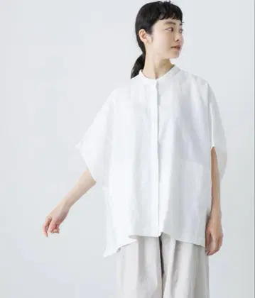 카구레 린넨 스퀘어 케이프 셔츠