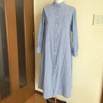 brahmin 린넨 혼방 코튼 롱 셔츠 원피스 38