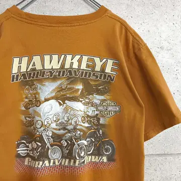 HARLEY-DAVIDSON/USED 가슴 포켓 프린트 티셔츠/바이크