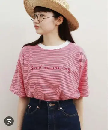 fig London something good 티셔츠 레드 보더