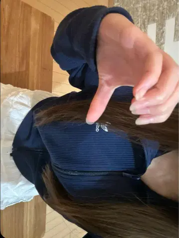 아디다스 리브 소재 집업 자켓 네이비